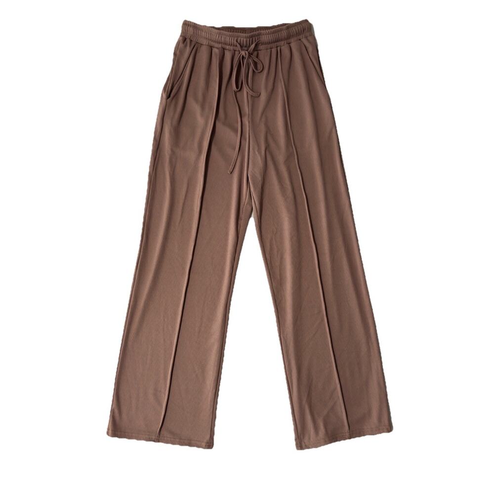 Dazy Women’s Sweatpants Baggy Casual High Waisted Wide Leg Brown Pants - Size M